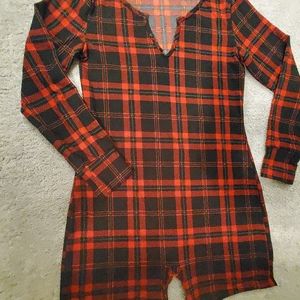 SHO SHO Shorts Jumpsuit Pull-on Sleepwear Red Plaid Size L ( 12-14)